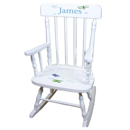 Airplane White Personalized Wooden ,rocking chairs
