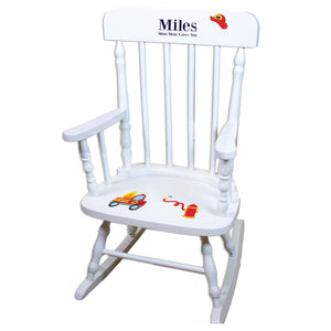 Firetruck White Personalized Wooden ,rocking chairs