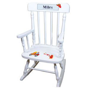 Firetruck White Personalized Wooden ,rocking chairs