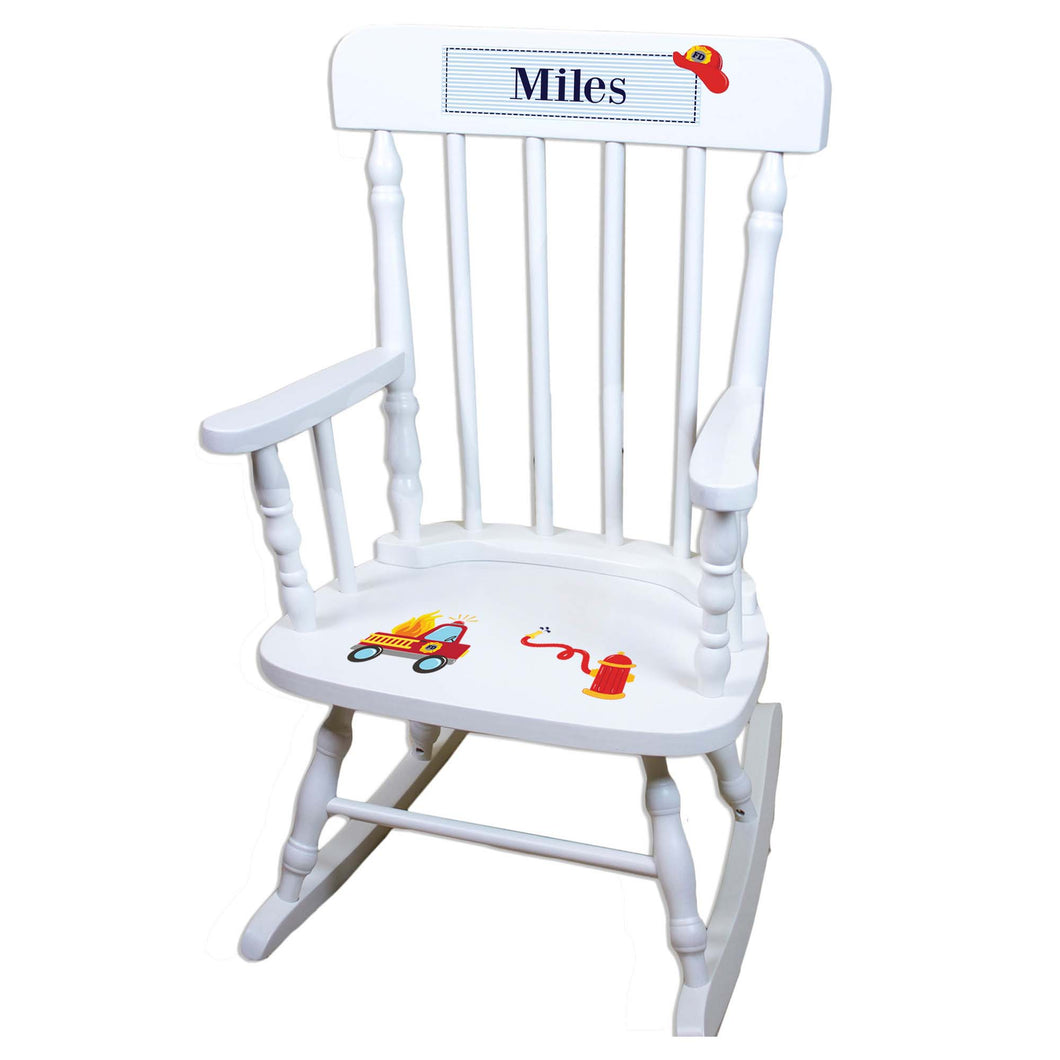 Firetruck White Personalized Wooden ,rocking chairs