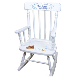 Blue Puppy White Personalized Wooden ,rocking chairs