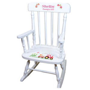 Pink Tractor White Personalized Wooden ,rocking chairs
