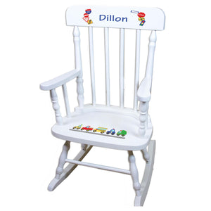 White Cars And Trucks Personalized Wooden ,rocking chairs