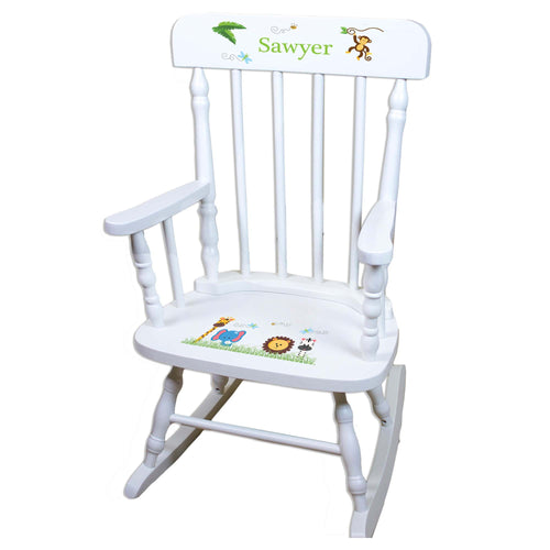 White Jungle Animal Personalized Wooden ,rocking chairs