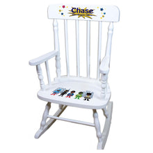 African American Superhero White Personalized Wooden ,rocking chairs