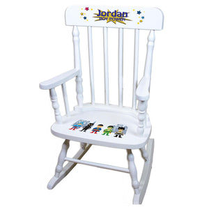 Asian SuperheroWhite Personalized Wooden ,rocking chairs