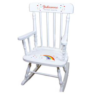 Pastel Rainbow White Personalized Wooden ,rocking chairs
