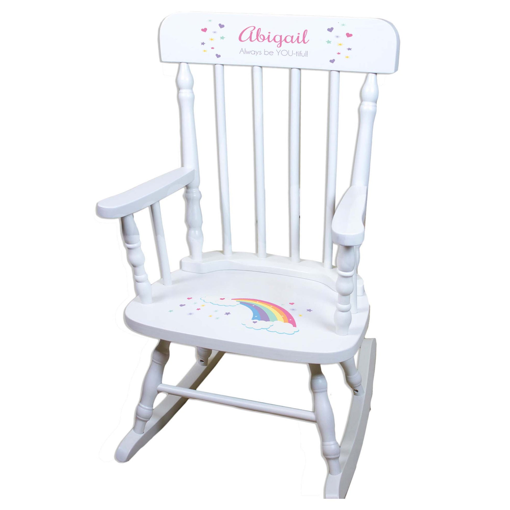 Pastel Rainbow White Personalized Wooden ,rocking chairs