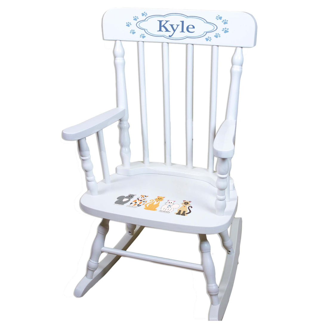 Blue Cats White Personalized Wooden ,rocking chairs