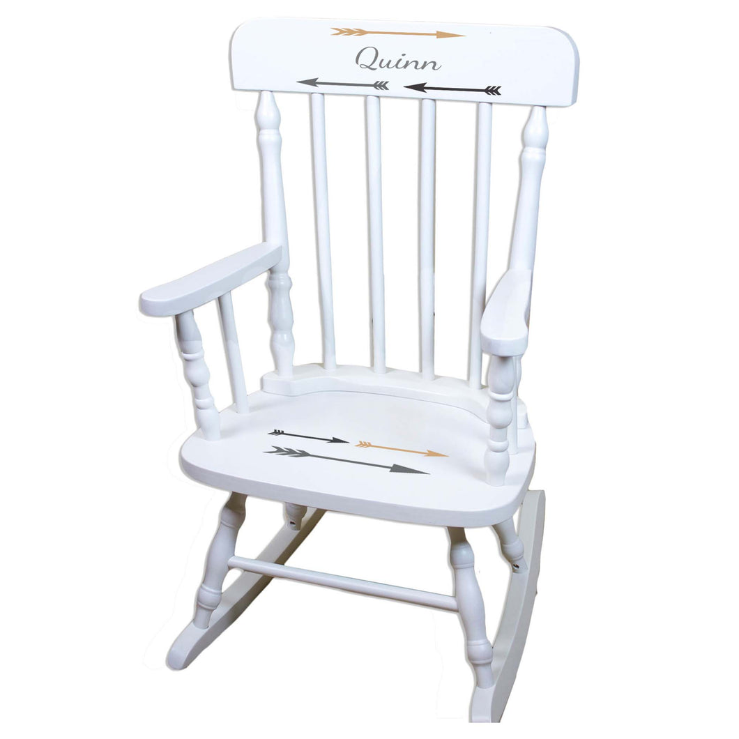 Gold Gray Arrows White Personalized Wooden ,rocking chairs
