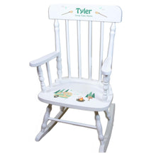 Blue World Map White Personalized Wooden ,rocking chairs