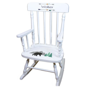 Mountain Bear White Personalized Wooden ,rocking chairs