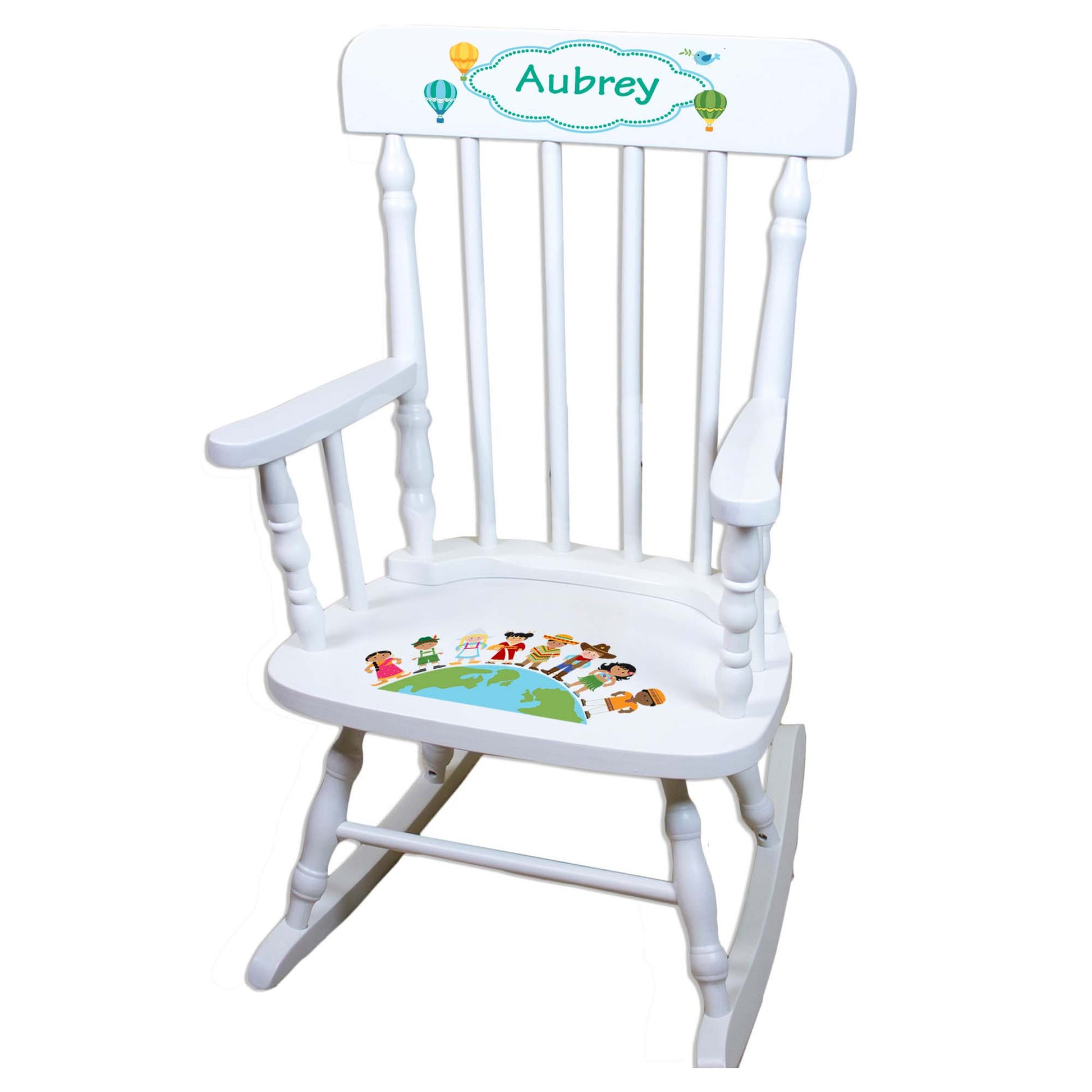 Small World White Personalized Wooden ,rocking chairs