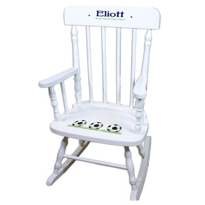 Soccer White Personalized Wooden ,rocking chairs