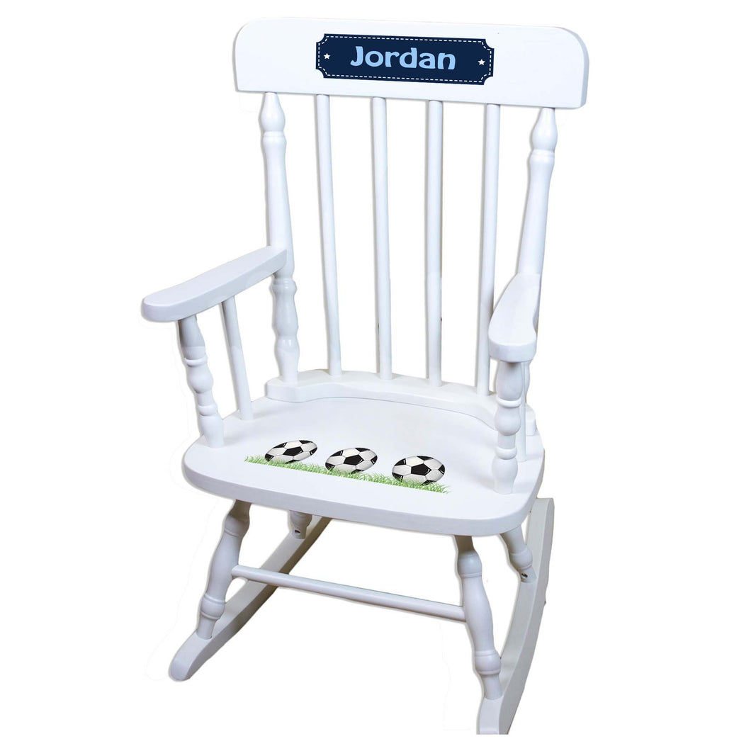 Soccer White Personalized Wooden ,rocking chairs