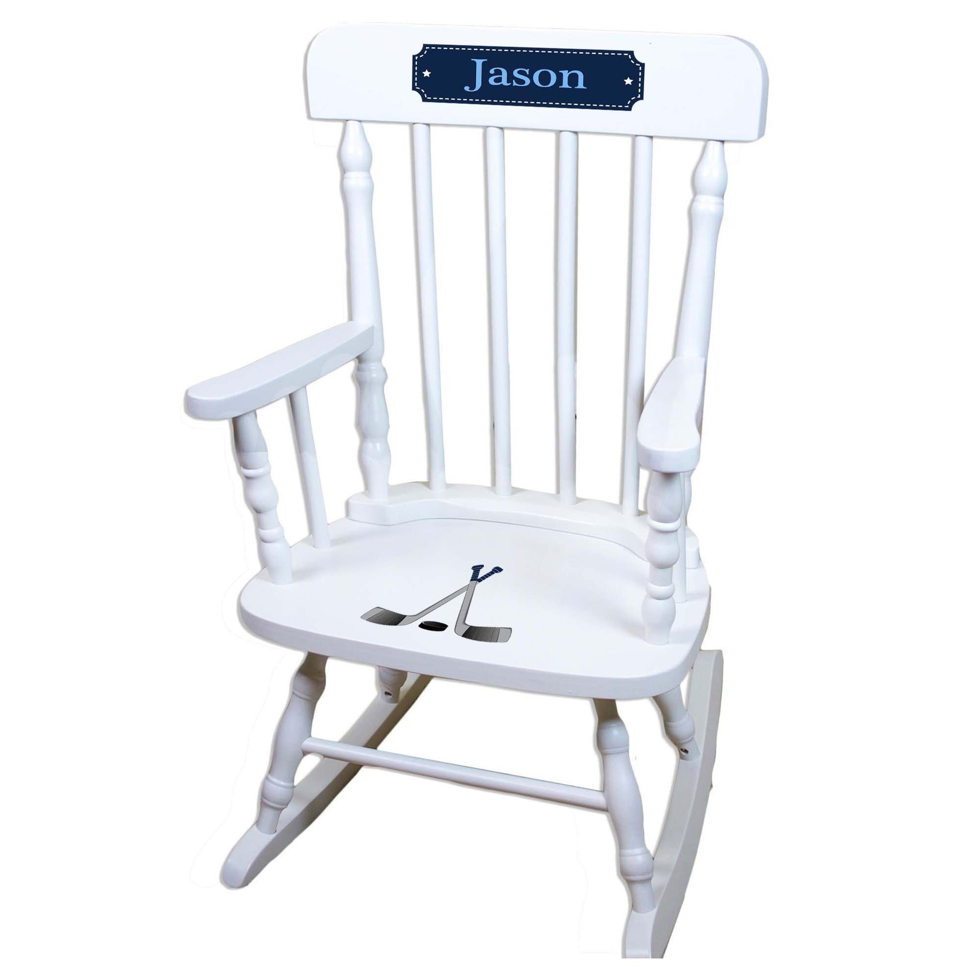 Ice Hockey White Personalized Wooden ,rocking chairs