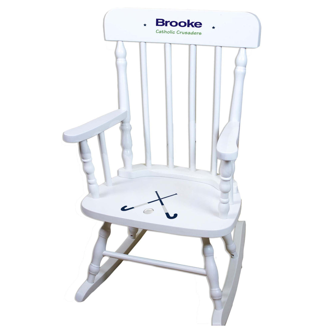 Field Hockey White Personalized Wooden ,rocking chairs
