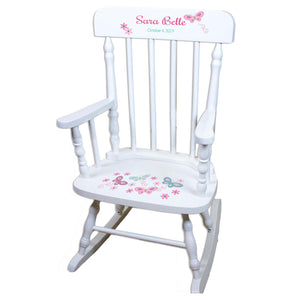 Yellow Butterflies White Personalized Wooden ,rocking chairs