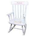 Stemmed Flowers White Personalized Wooden ,rocking chairs