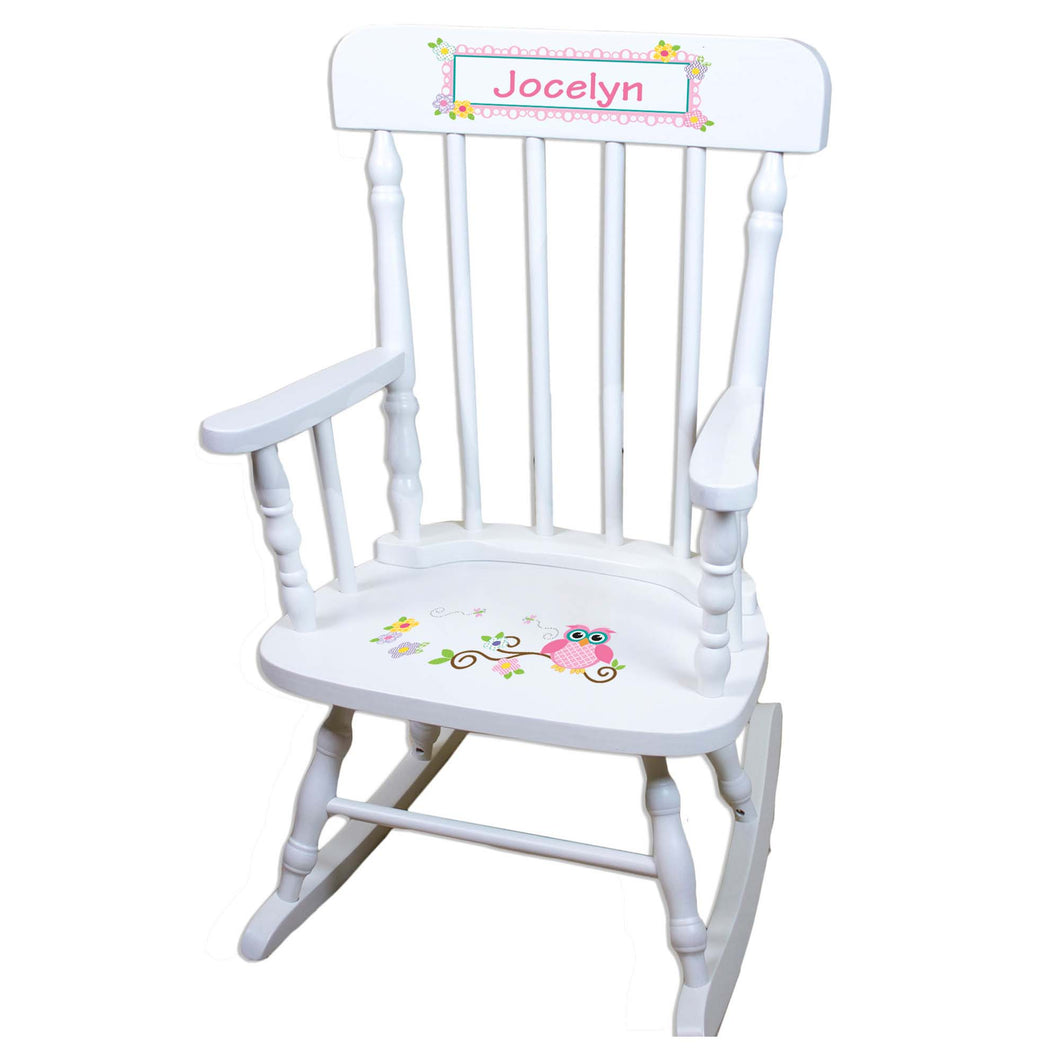 Calico Owl White Personalized Wooden ,rocking chairs