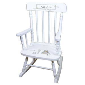 Gray Owl White Personalized Wooden ,rocking chairs