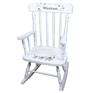 Gray Elephant White Personalized Wooden ,rocking chairs