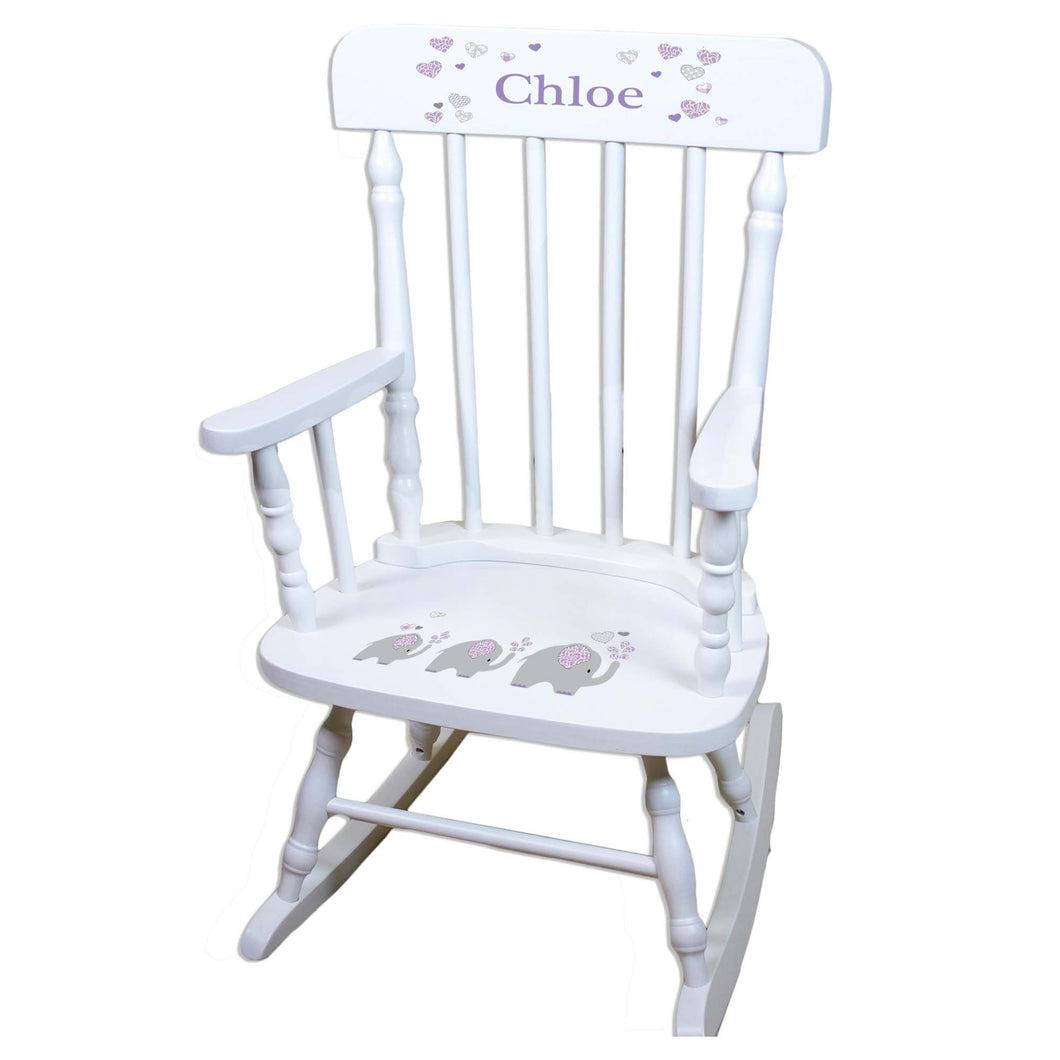 Lavender Elephant White Personalized Wooden ,rocking chairs