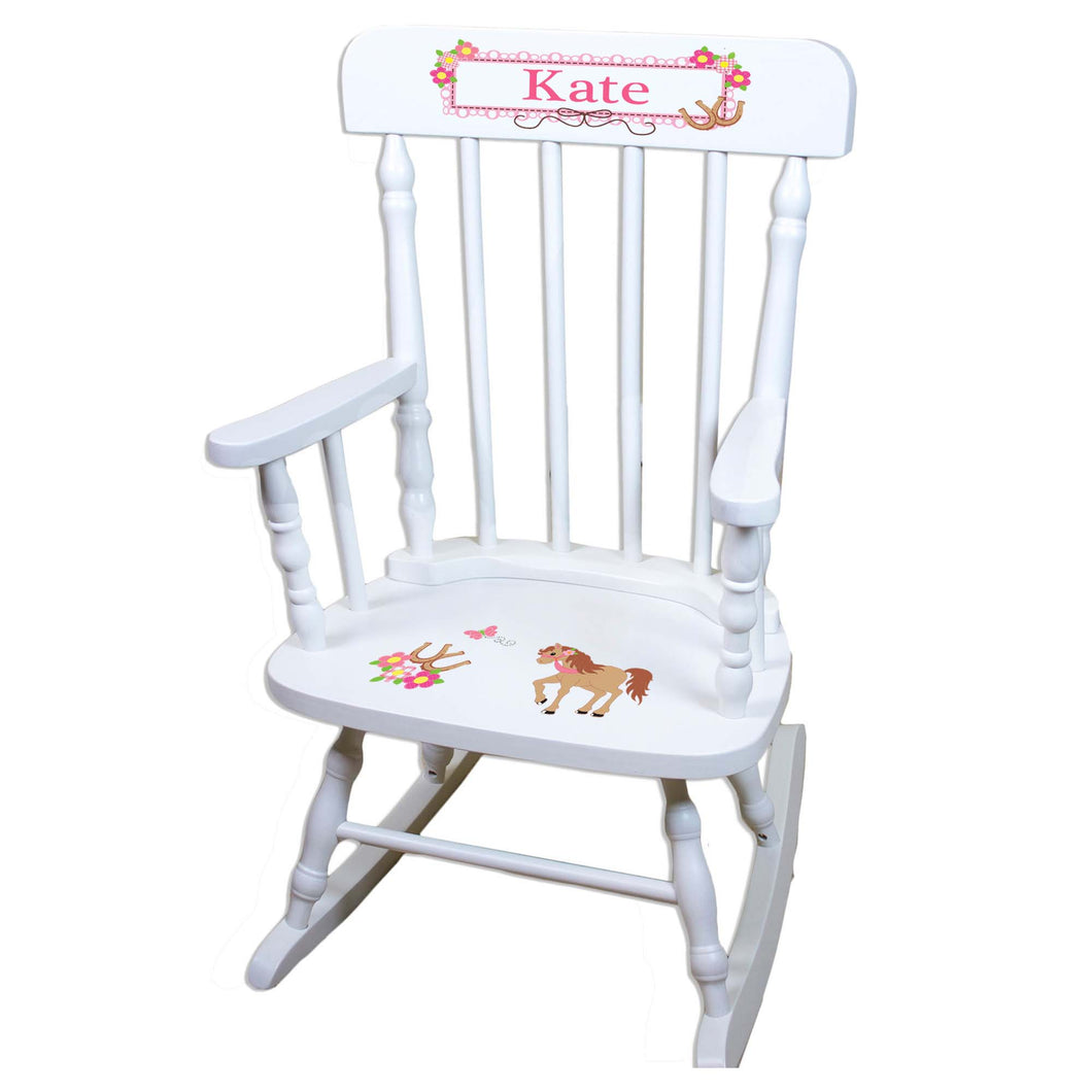 Prancing Pony White Personalized Wooden ,rocking chairs