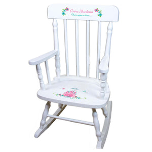 Teal Princess Castle White Personalized Wooden ,rocking chairs