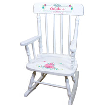 Teal Princess Castle White Personalized Wooden ,rocking chairs