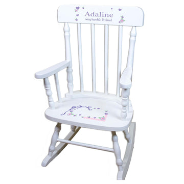 Girl's Rock Star White Personalized Wooden ,rocking chairs