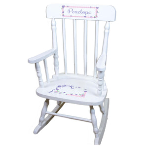 Lacey Bow White Personalized Wooden ,rocking chairs