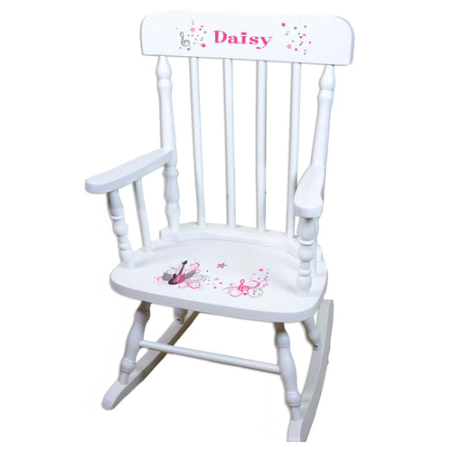Girl's Rock Star White Personalized Wooden ,rocking chairs