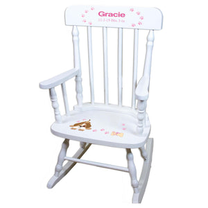 Pink Puppy White Personalized Wooden ,rocking chairs