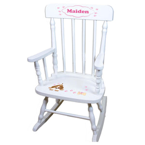 Pink Puppy White Personalized Wooden ,rocking chairs