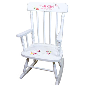 Pink Ladybug White Personalized Wooden ,rocking chairs