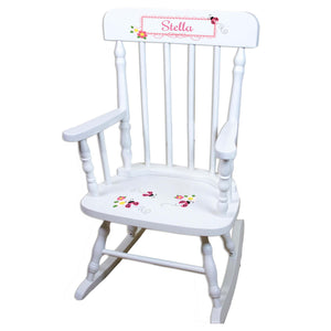 Pink Ladybug White Personalized Wooden ,rocking chairs