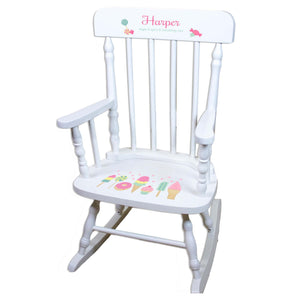 Strawberry White Personalized Wooden ,rocking chairs
