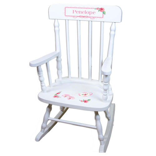Tea Party White Personalized Wooden ,rocking chairs