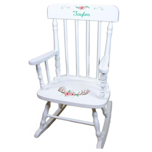 Floral Antler White Personalized Wooden ,rocking chairs