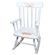 Spring Floral White Personalized Wooden ,rocking chairs