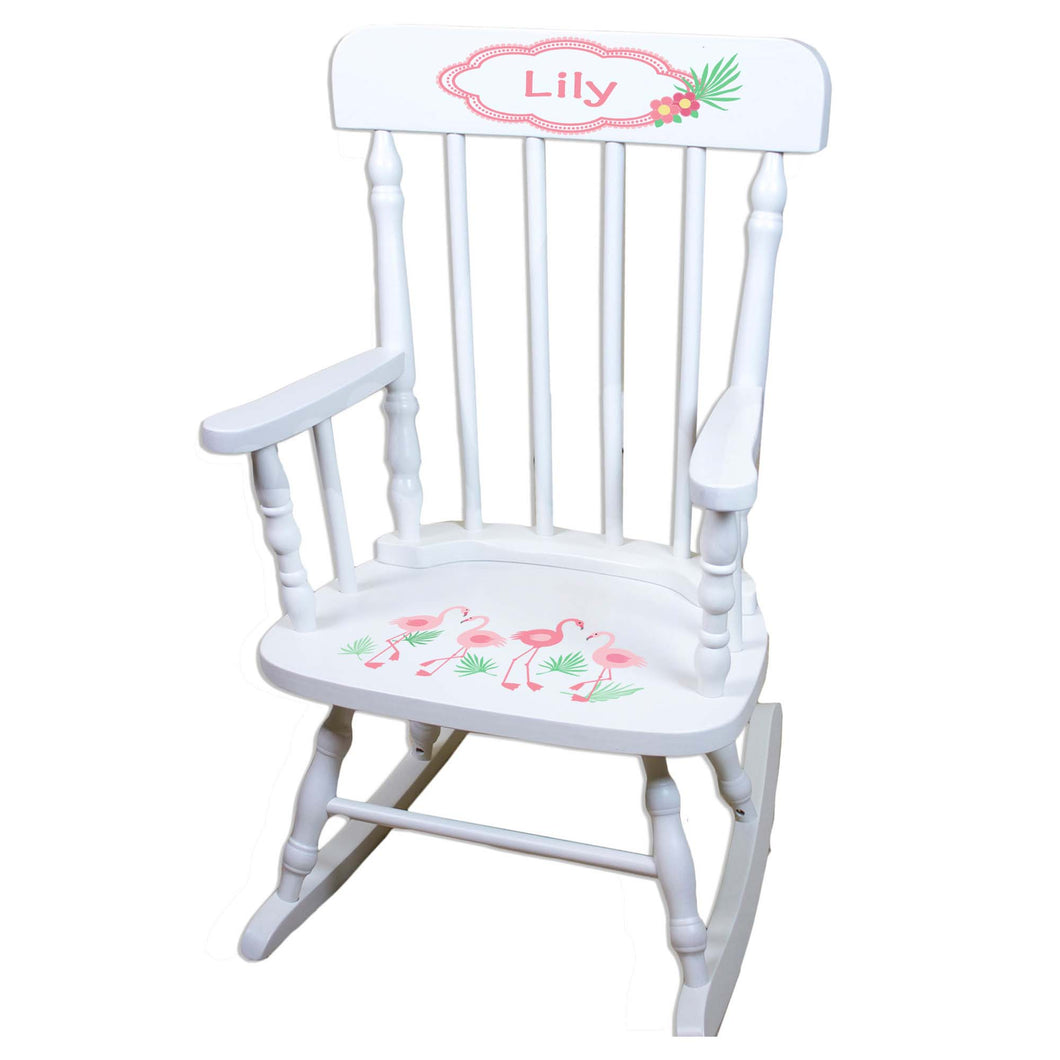 Flamingo White Spindle Personalized Wooden ,rocking chairs
