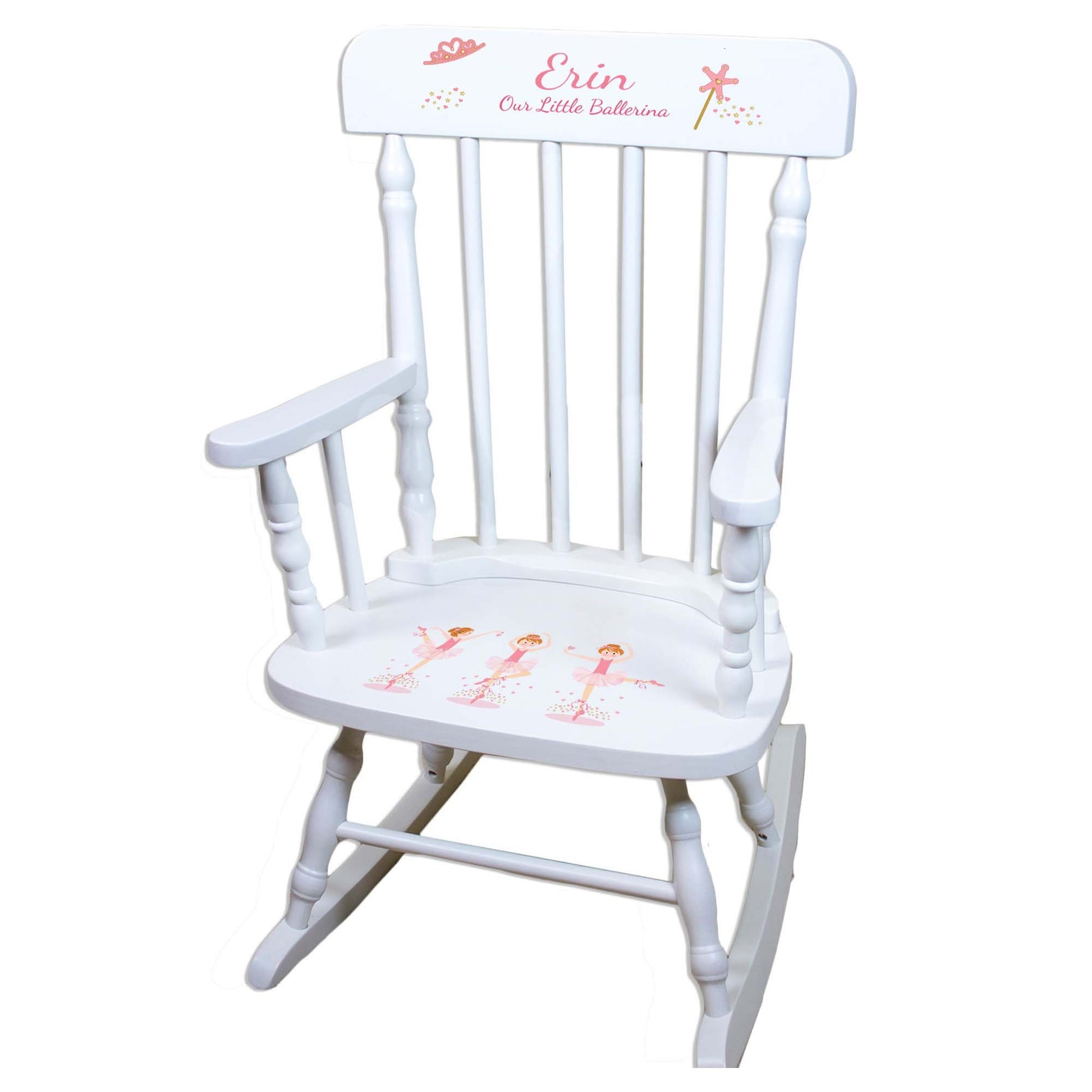 Brunette Ballerina White Personalized Wooden ,rocking chairs