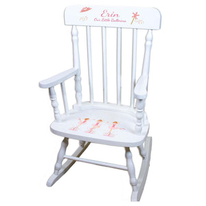 Brunette Ballerina White Personalized Wooden ,rocking chairs