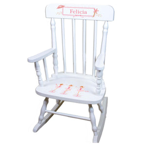 Red Hair Ballerina White Personalized Wooden ,rocking chairs