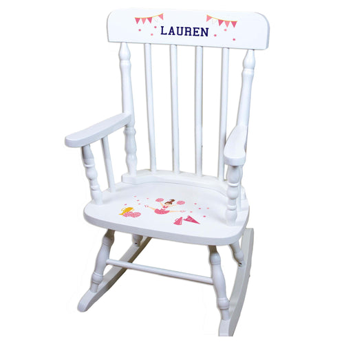Cheerleader White Personalized Wooden ,rocking chairs