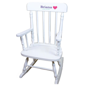 Single Heart White Personalized Wooden ,rocking chairs