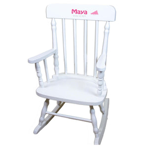 Single Flower White Personalized Wooden ,rocking chairs