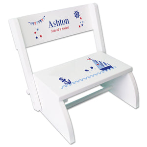 Personalized Pink Sailboat Childrens Stool