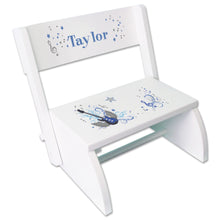 Personalized Blue Rock Star Childrens Stool